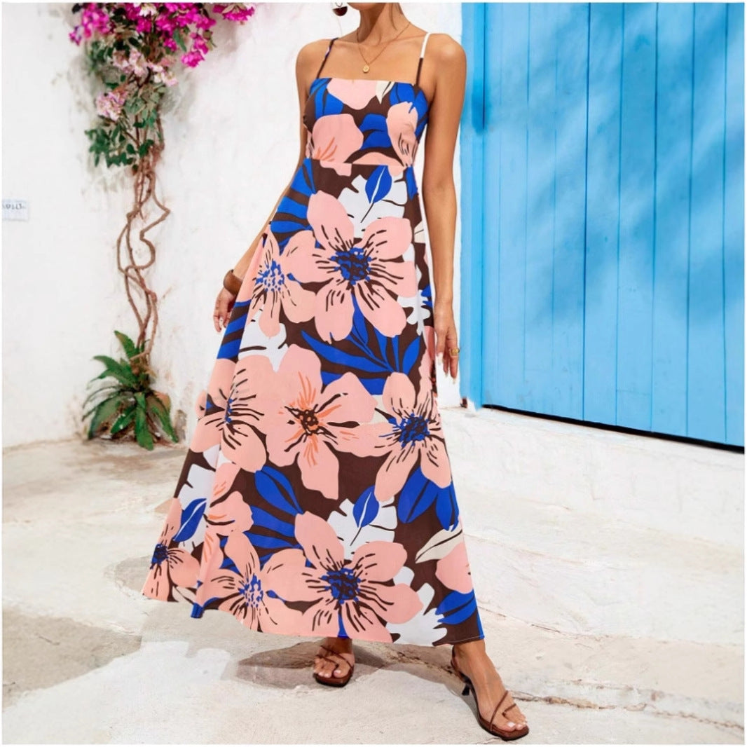 Damen Maxikleid mit floralem Musterschnitt und eleganter A-Linie Stalluxe