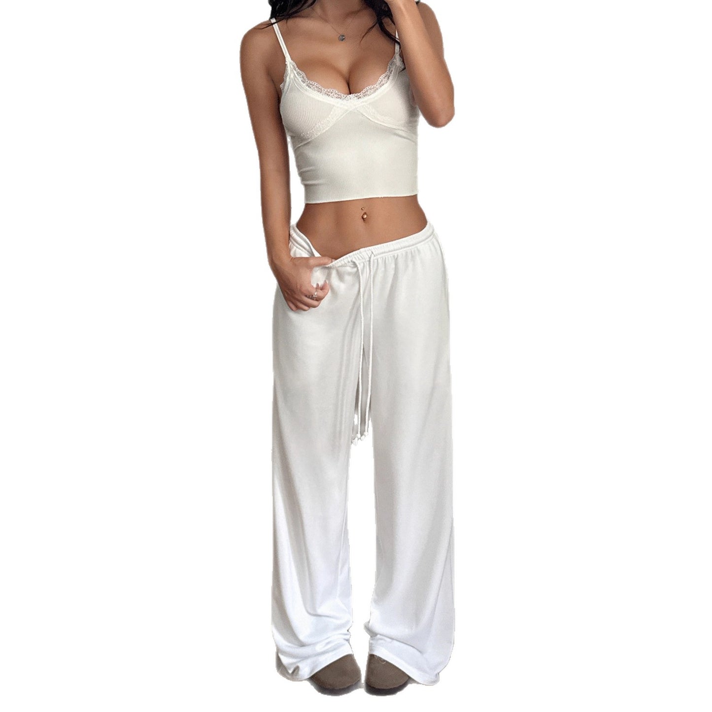 Damen Bequeme Weite Sommerhose mit elastischem Bund und Kordelzug Stalluxe