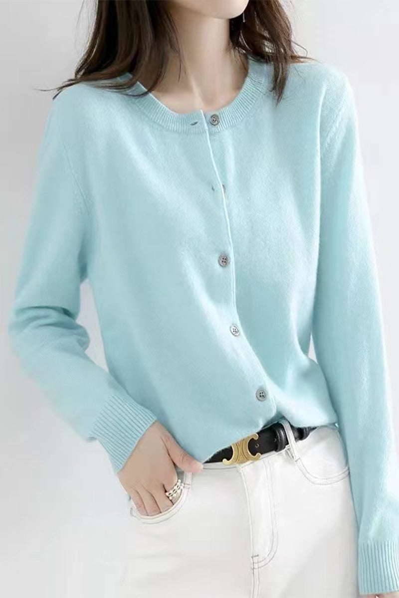 Damen Langärmliger Cardigan aus weichem Feinstrick mit Knopfleiste Stalluxe