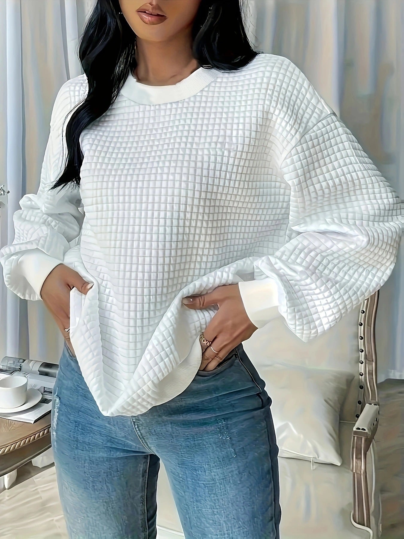 Damen Casual Oversized Pullover mit strukturiertem Design Stalluxe