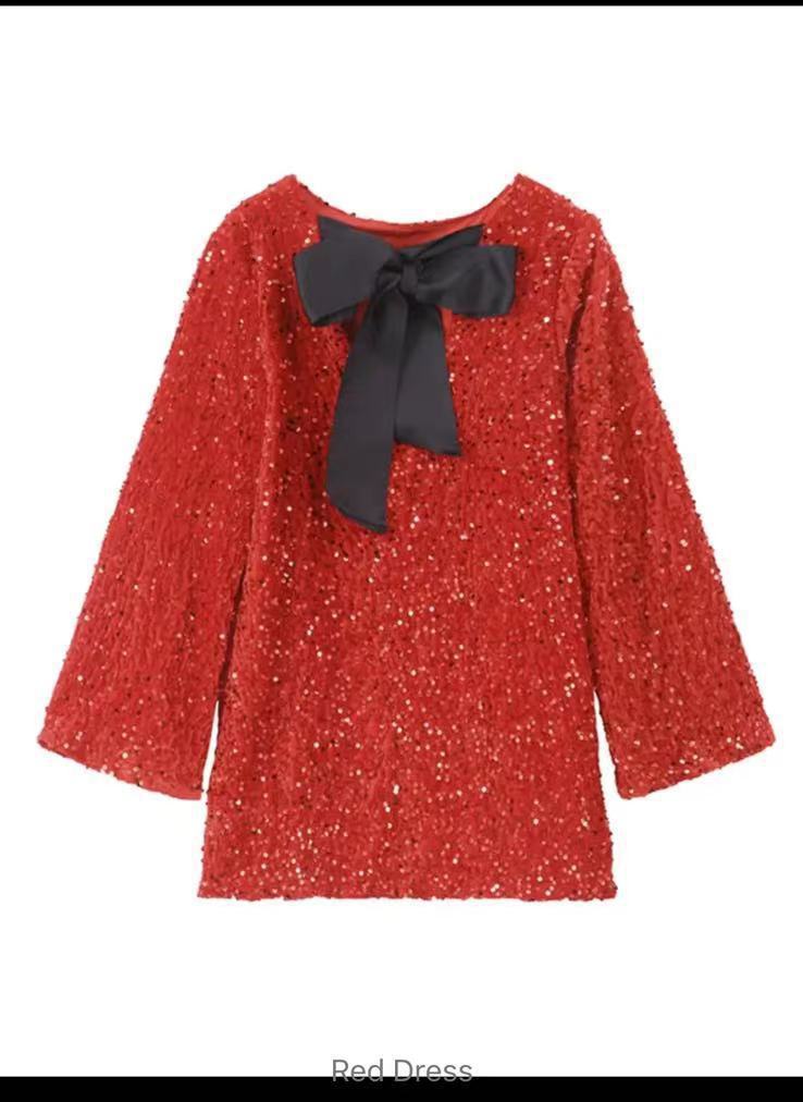 Damen Glitzerndes Party-Kleid mit weitem Schnitt und voluminösen Ärmeln Stalluxe