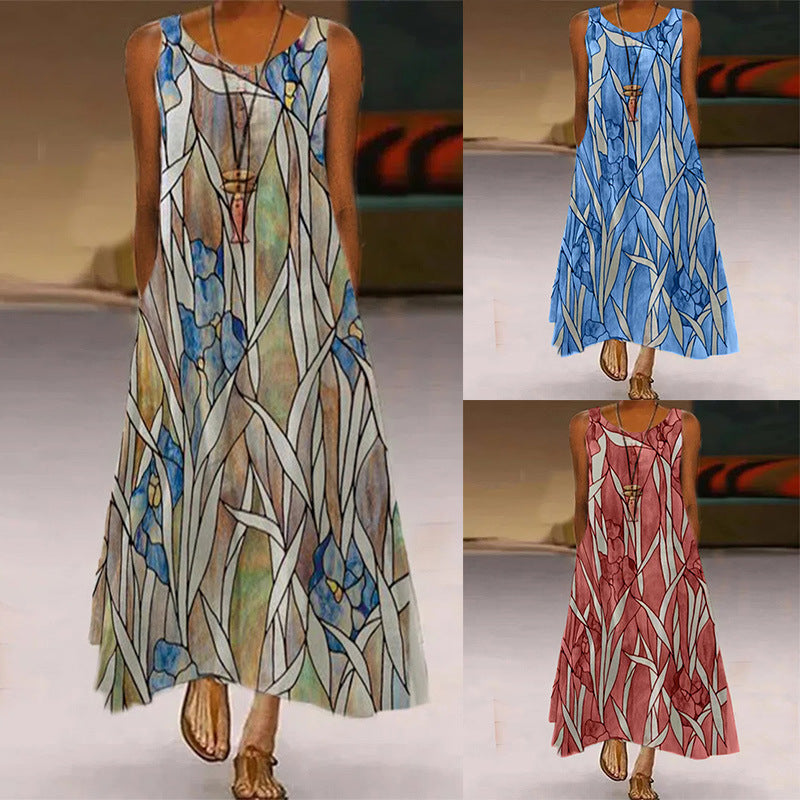 Damen Maxikleid mit floralem Muster und praktischen Taschen Stalluxe