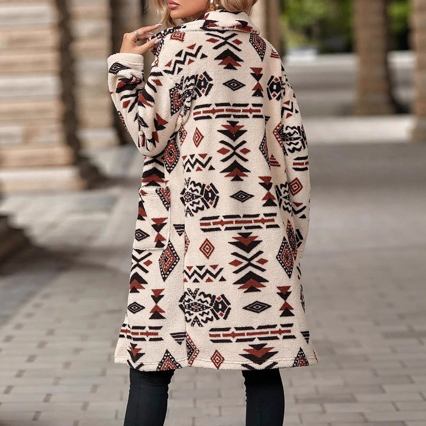 Damen Gemusterte Fleece-Jacke mit verlängertem Schnitt Stalluxe