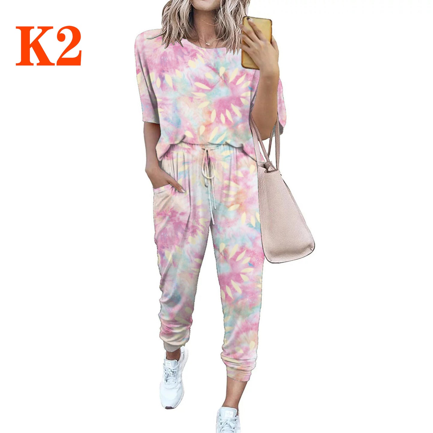 Damen Leichter Freizeit-Jumpsuit mit einem auffälligen Batik-Muster und praktischen Taschen Stalluxe