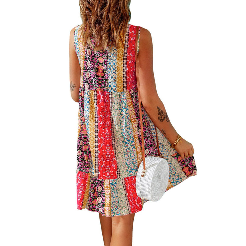 Damen Sommerliches Maxikleid mit buntem Druck und lässigem Schnitt Stalluxe