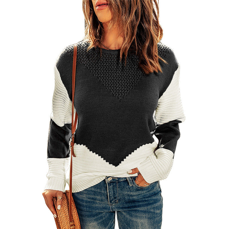 Damen Strickpullover mit modernem Farbblock und strukturiertem Design Stalluxe