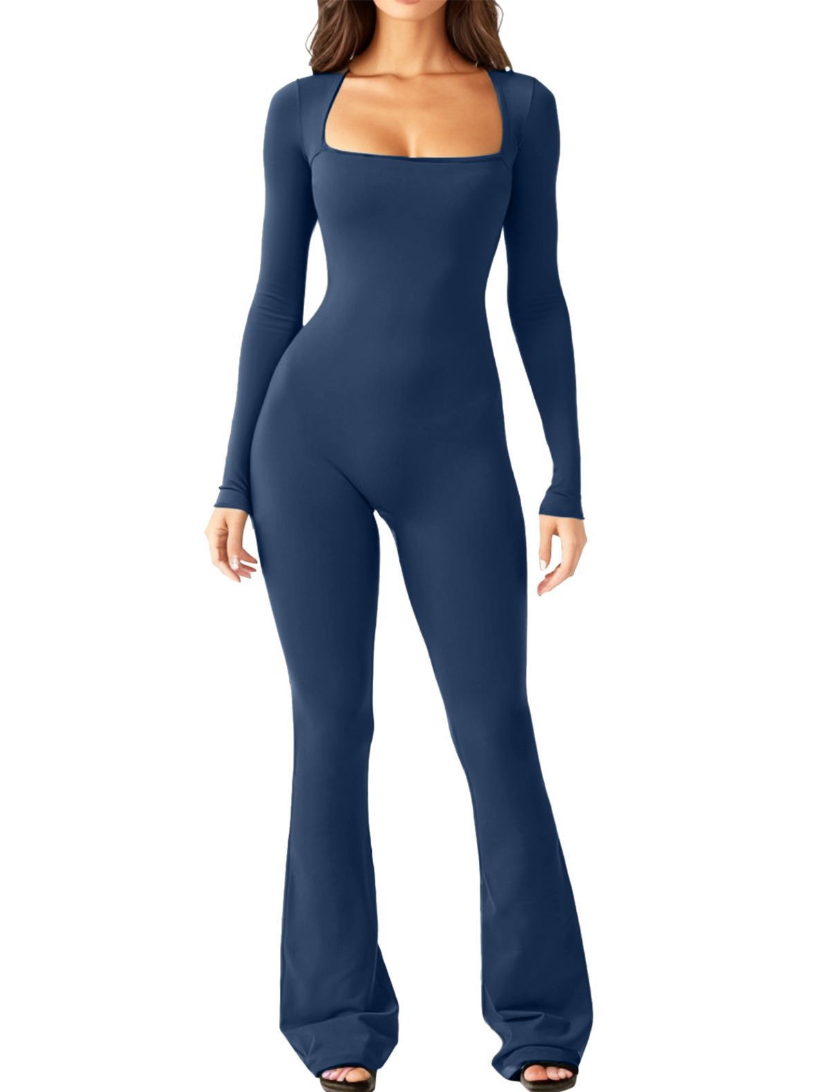 Damen Eleganter Jumpsuit mit langem Arm und figurbetontem Schnitt Stalluxe