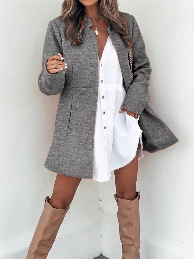 Damen minimalistischer Wool-Style Mantel mit elegantem Schnitt Stalluxe