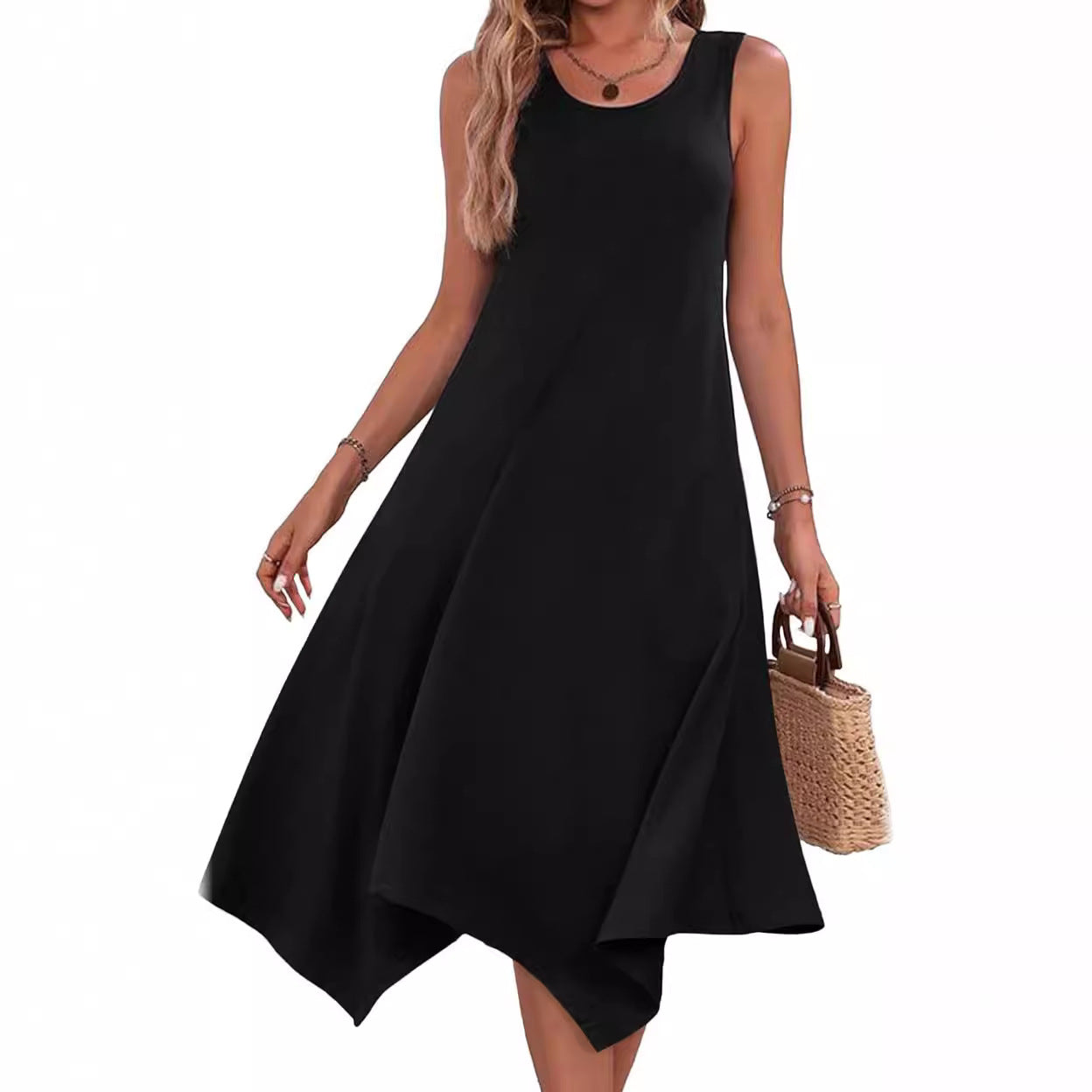 Damen asymmetrisches Sommerkleid mit weitem Schnitt Stalluxe
