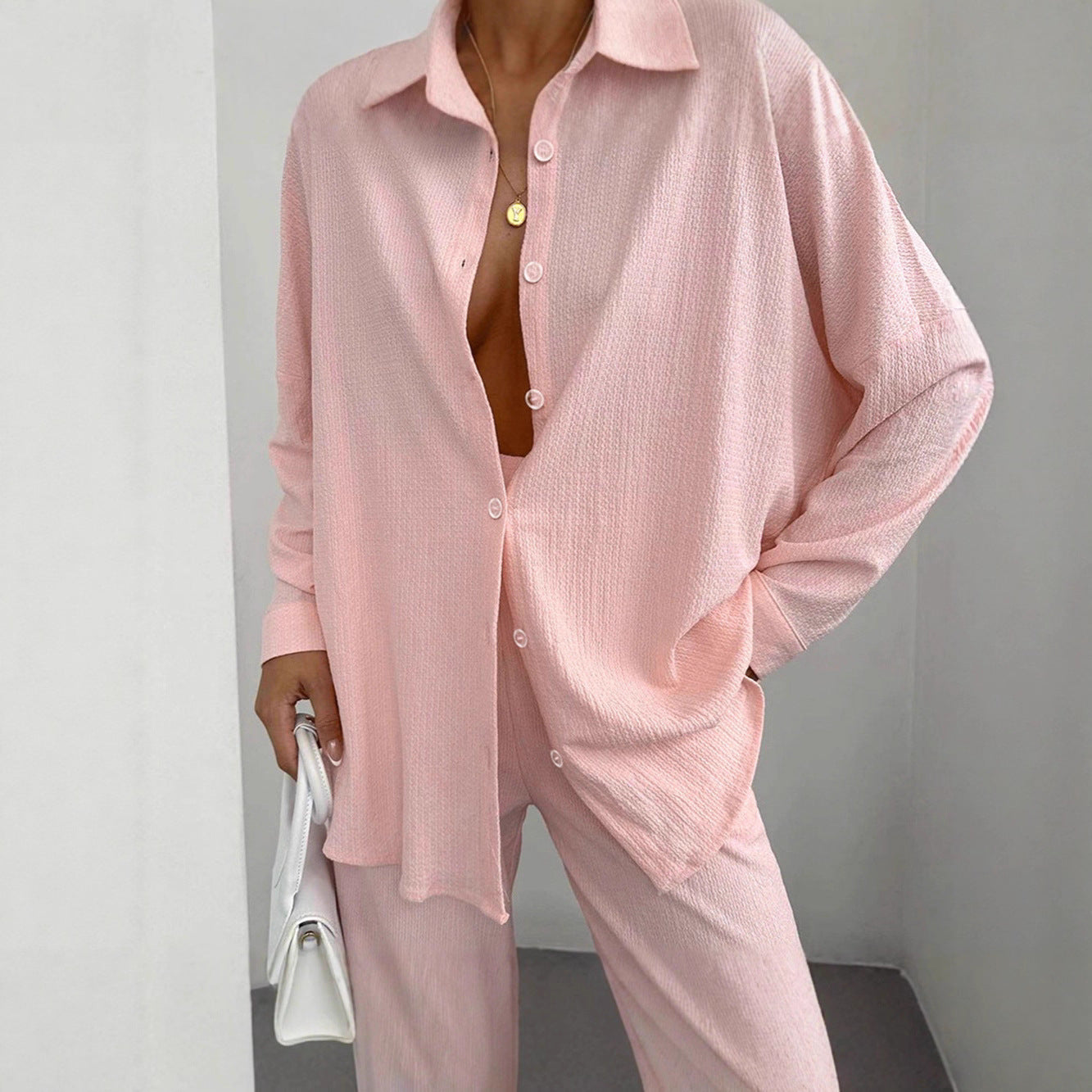 Damen Oversized Hemdbluse mit strukturiertem Gewebe Stalluxe