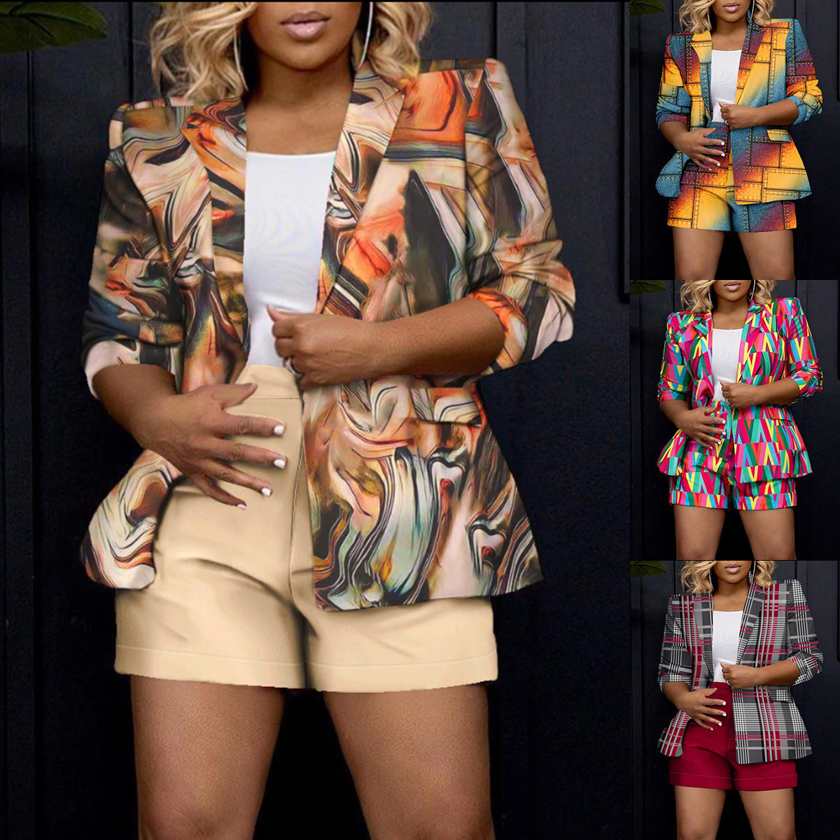 Damen Karierter Blazer mit tailliertem Schnitt und lässigen Ärmeln Stalluxe