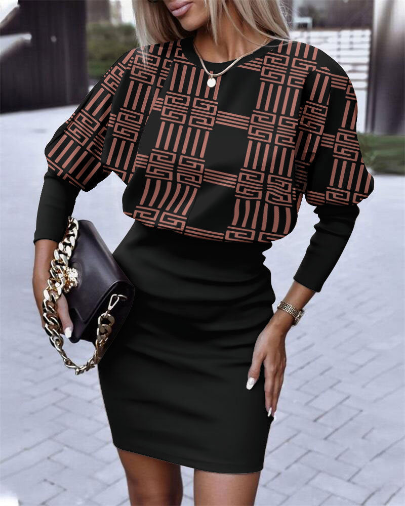 Damen figurbetontes Kleid mit puffärmelndem Oberteil und elastischer Taille Stalluxe
