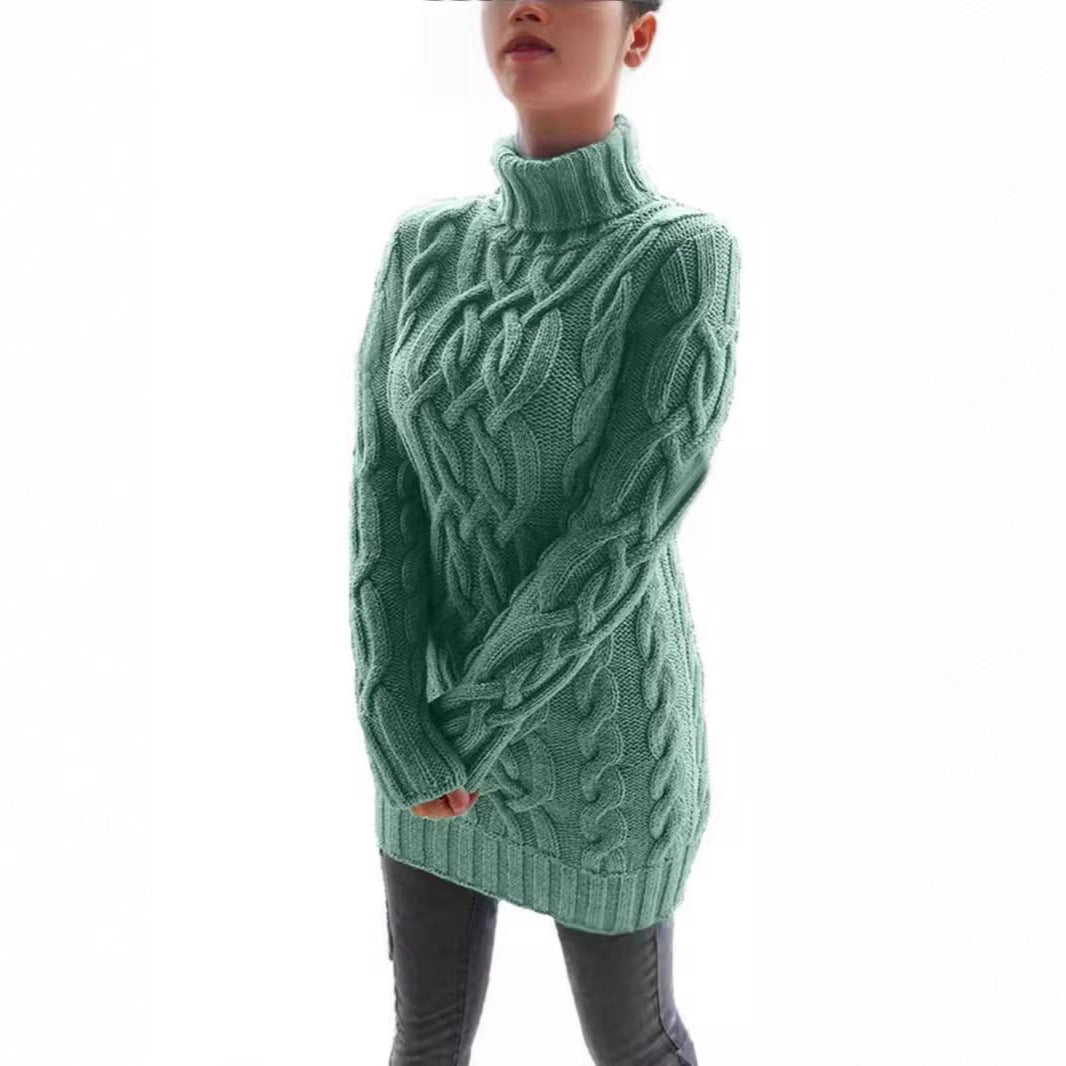 Damen Grobstrickpullover mit hohem Kragen und Zopfmuster Stalluxe