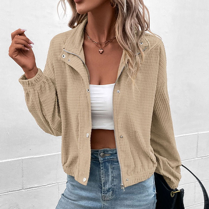 Damen Sweatjacke mit Stehkragen und strukturierter Oberfläche Stalluxe
