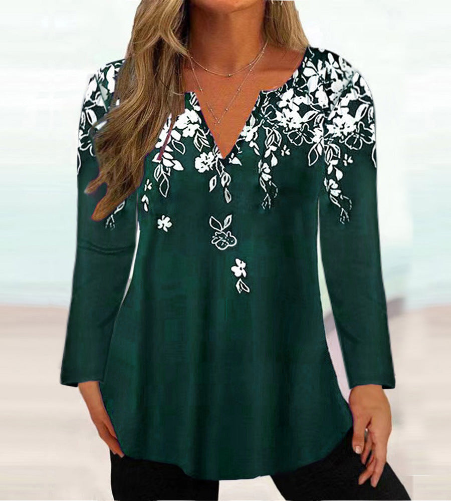Damen Elegante Bluse mit floralem Design und V-Ausschnitt Stalluxe