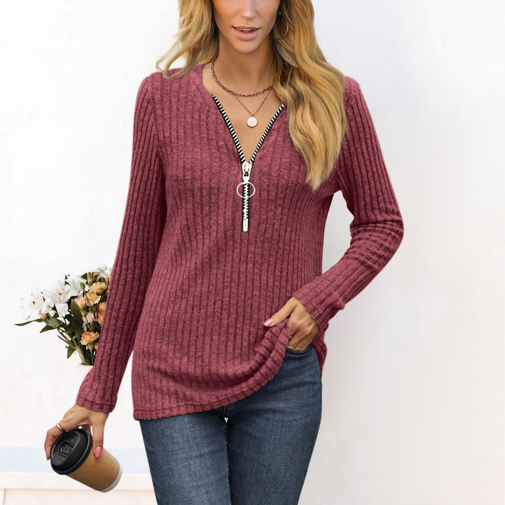 Damen Pullover mit hochwertigem Reißverschluss und feinem Rippdesign Stalluxe