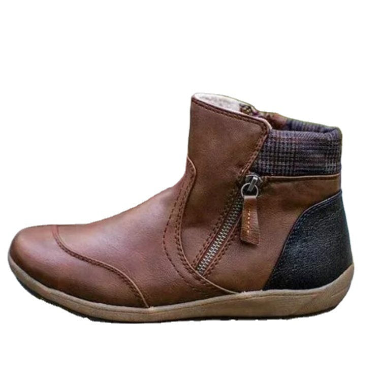 Damen gefütterte Stiefeletten mit seitlichem Reißverschluss und modischer Naht Stalluxe