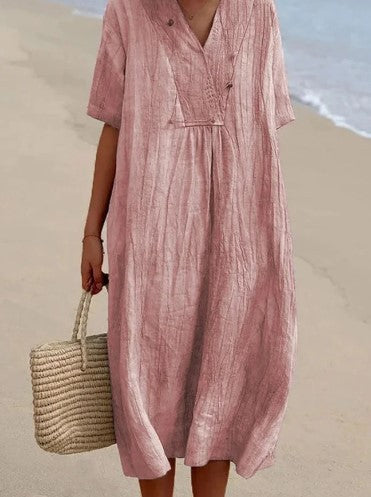 Damen Lässiges Strandkleid mit V-Ausschnitt und weit geschnittenem Design Stalluxe
