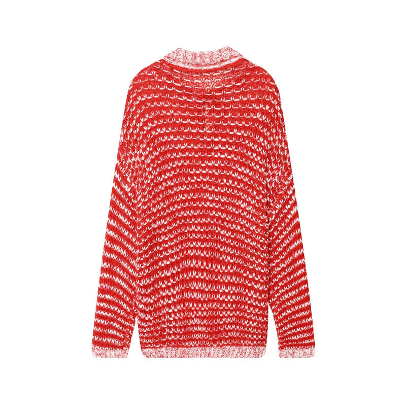 Damen lässiger Strickpullover mit modischem Kragen und Rüschendetail Stalluxe