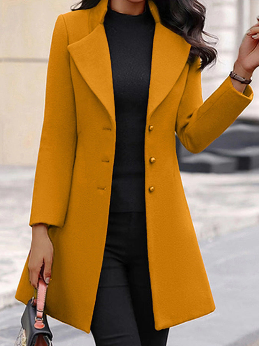 Damen eleganter Langblazer mit strukturiertem Revers Stalluxe