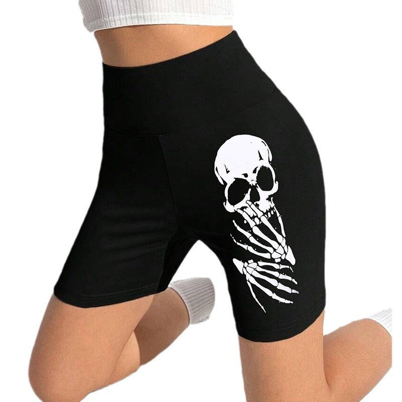 Damen Sportliche Radlerhose mit auffälligem Skelett-Print Stalluxe