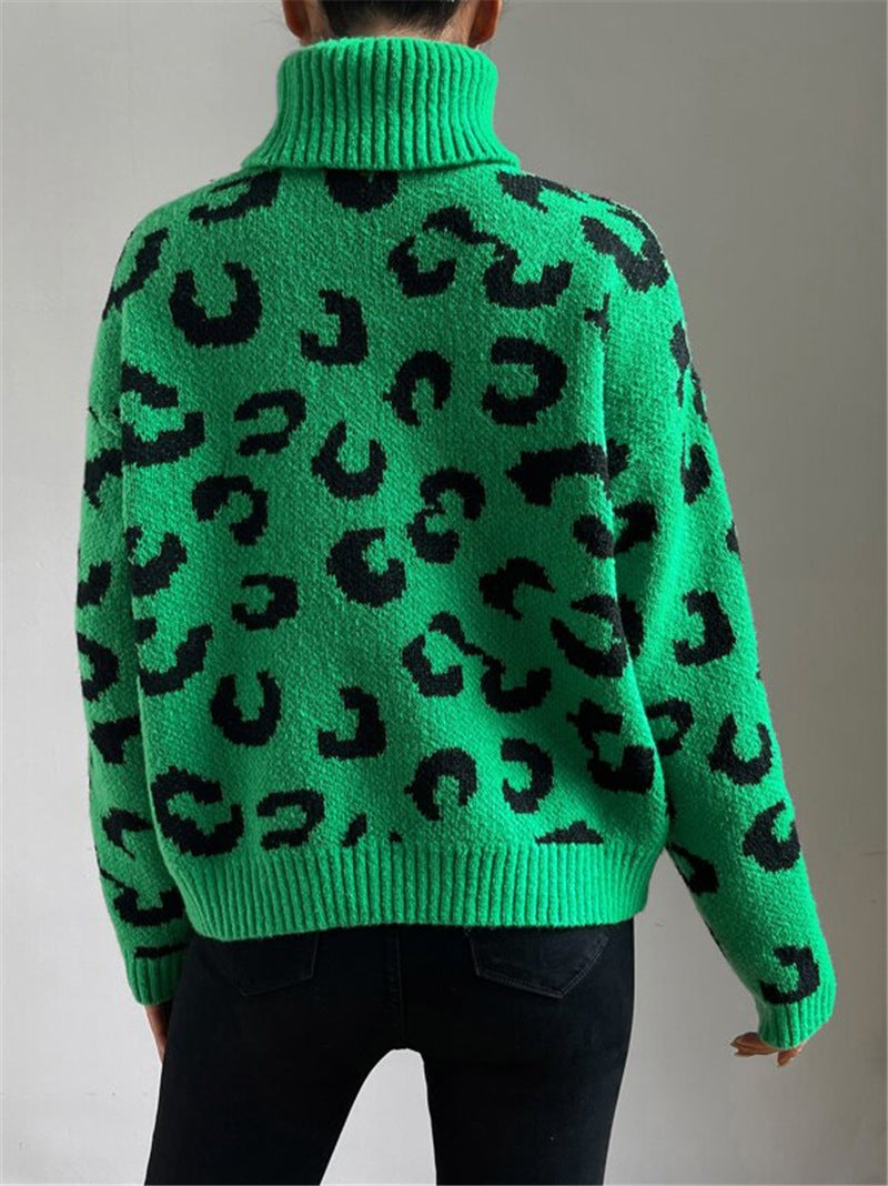 Damen Stehkragen Pullover mit Leopardenmuster Stalluxe