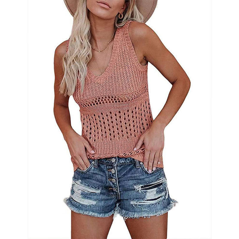 Damen Stricktanktop mit vielseitigem Lochmuster Stalluxe
