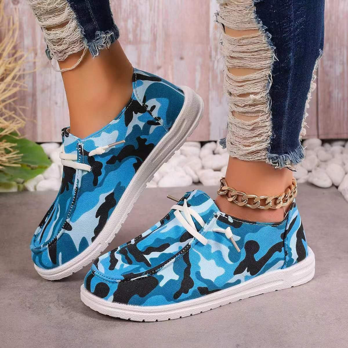 Damen komfortable Sneaker im Camouflage-Design Stalluxe