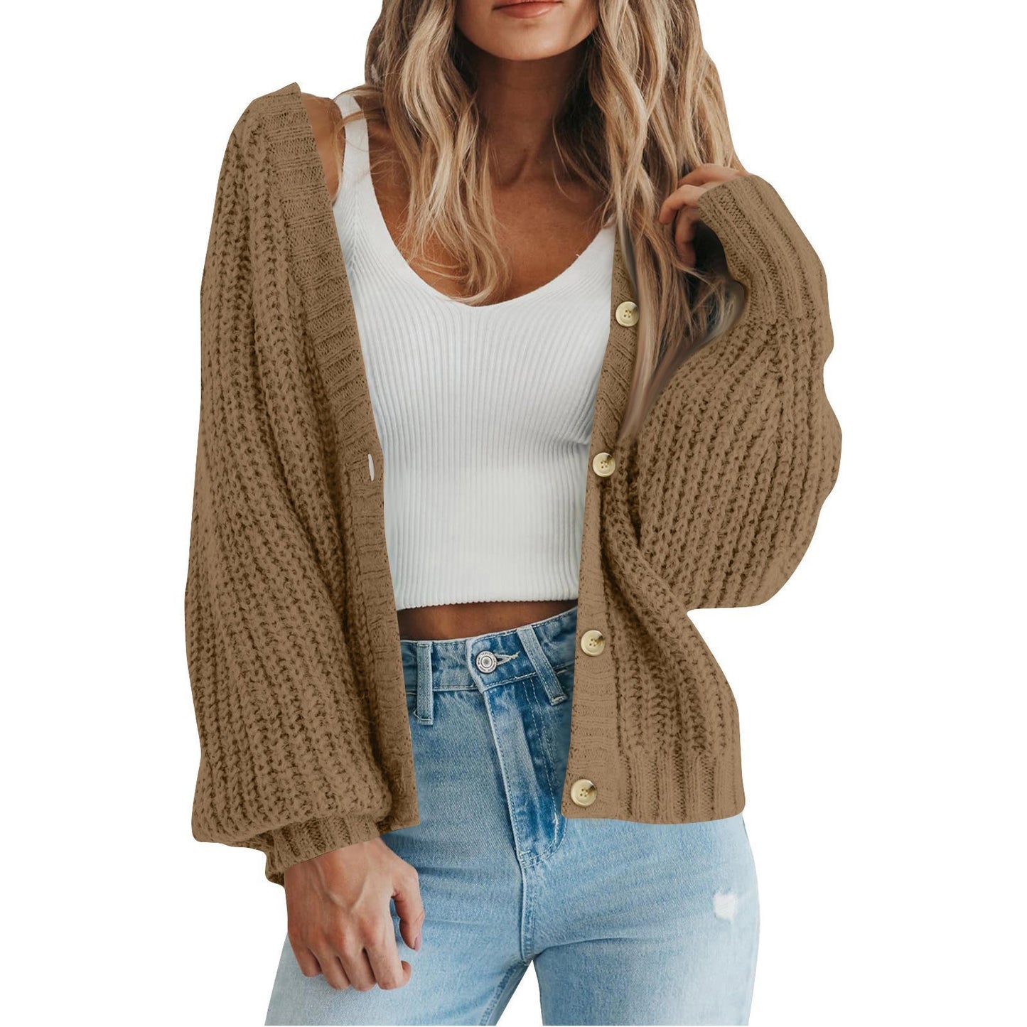 Damen Grobstrick-Cardigan mit Knopfdetails und weitem Schnitt Stalluxe