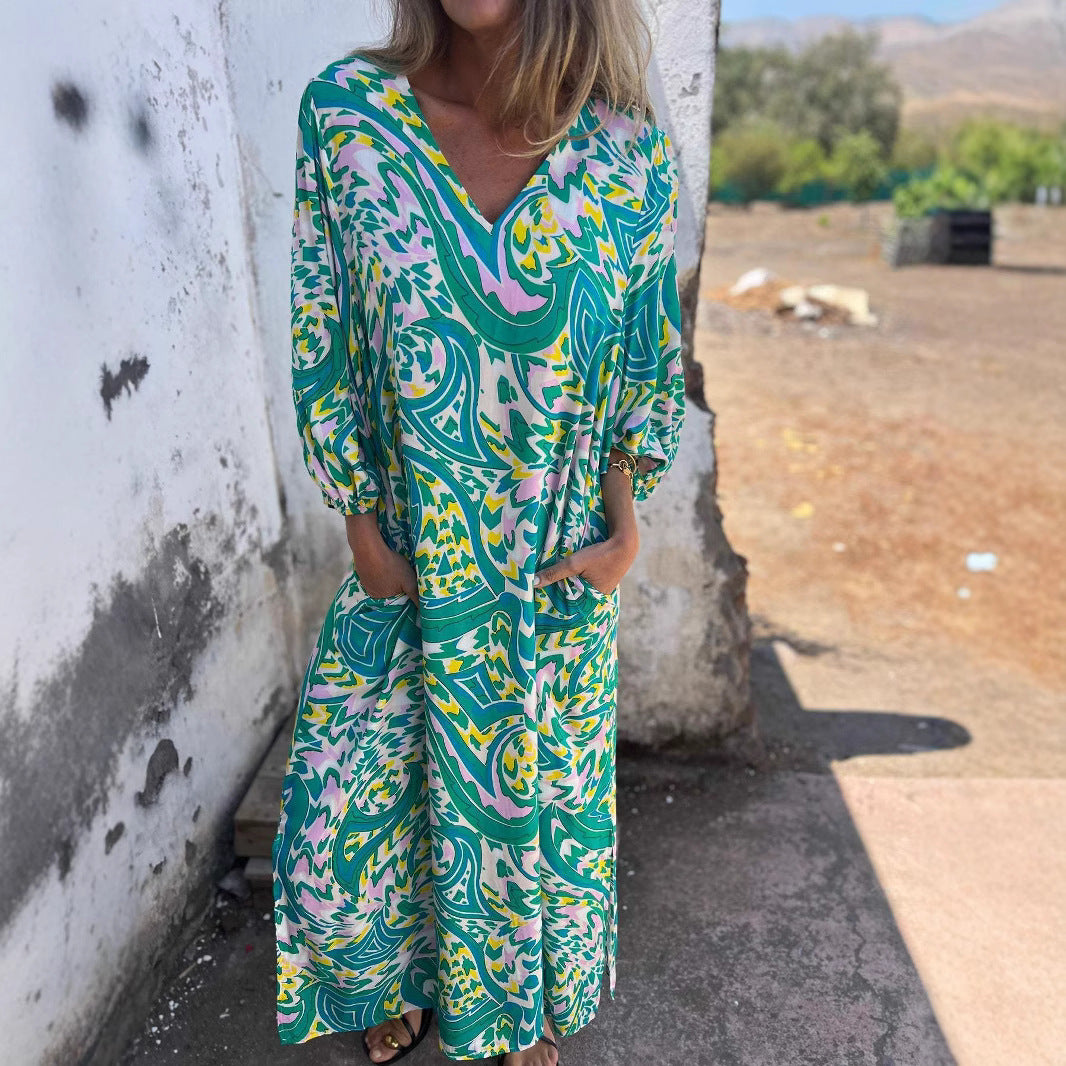 Women's Vibrant Print Maxi Dress Stalluxe