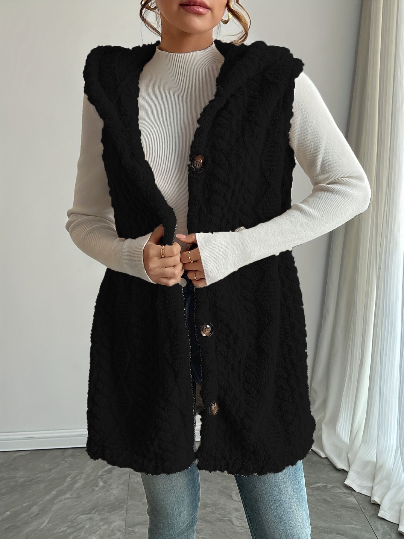 Damen Stylish gesteppte Weste mit Kapuze und Knopfverschluss Stalluxe