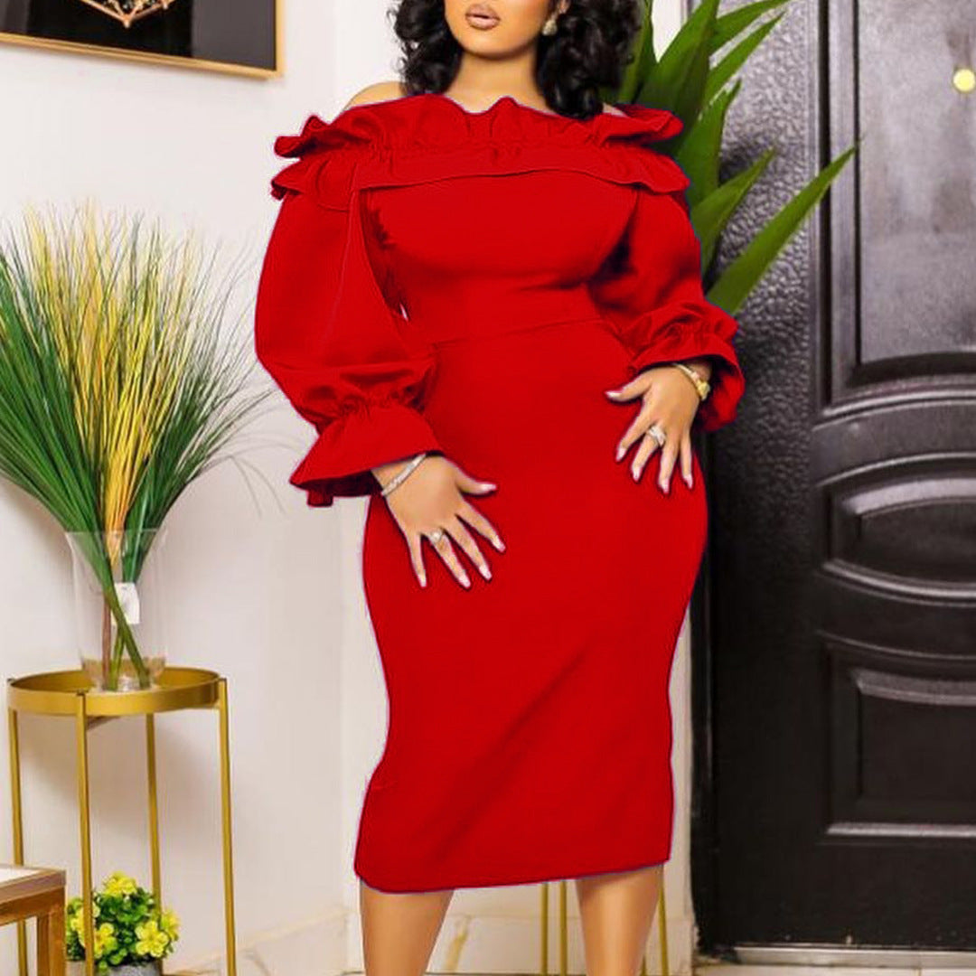 DamenElegantes Maxikleid mit Rüsche Stalluxe