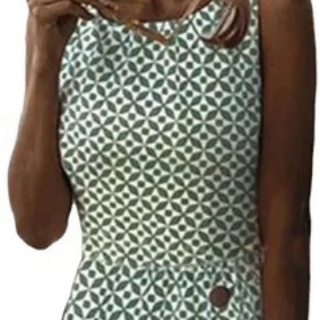 Damen Etuikleid mit geometrischem Muster und Knopfdetails Stalluxe