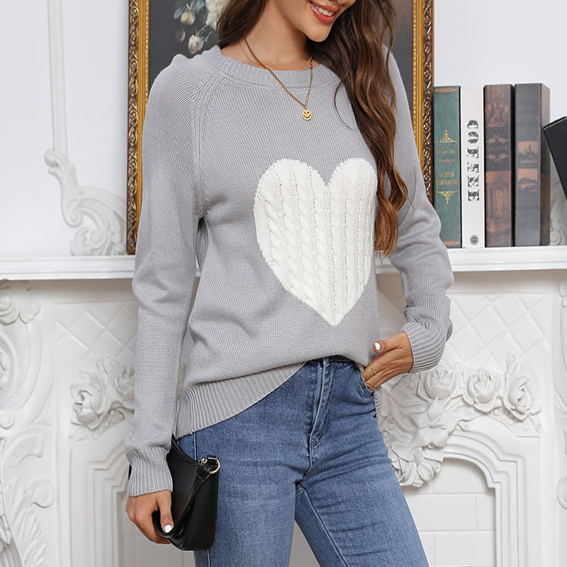 Damen Strickpullover mit Herzmotiv und feiner Struktur Stalluxe