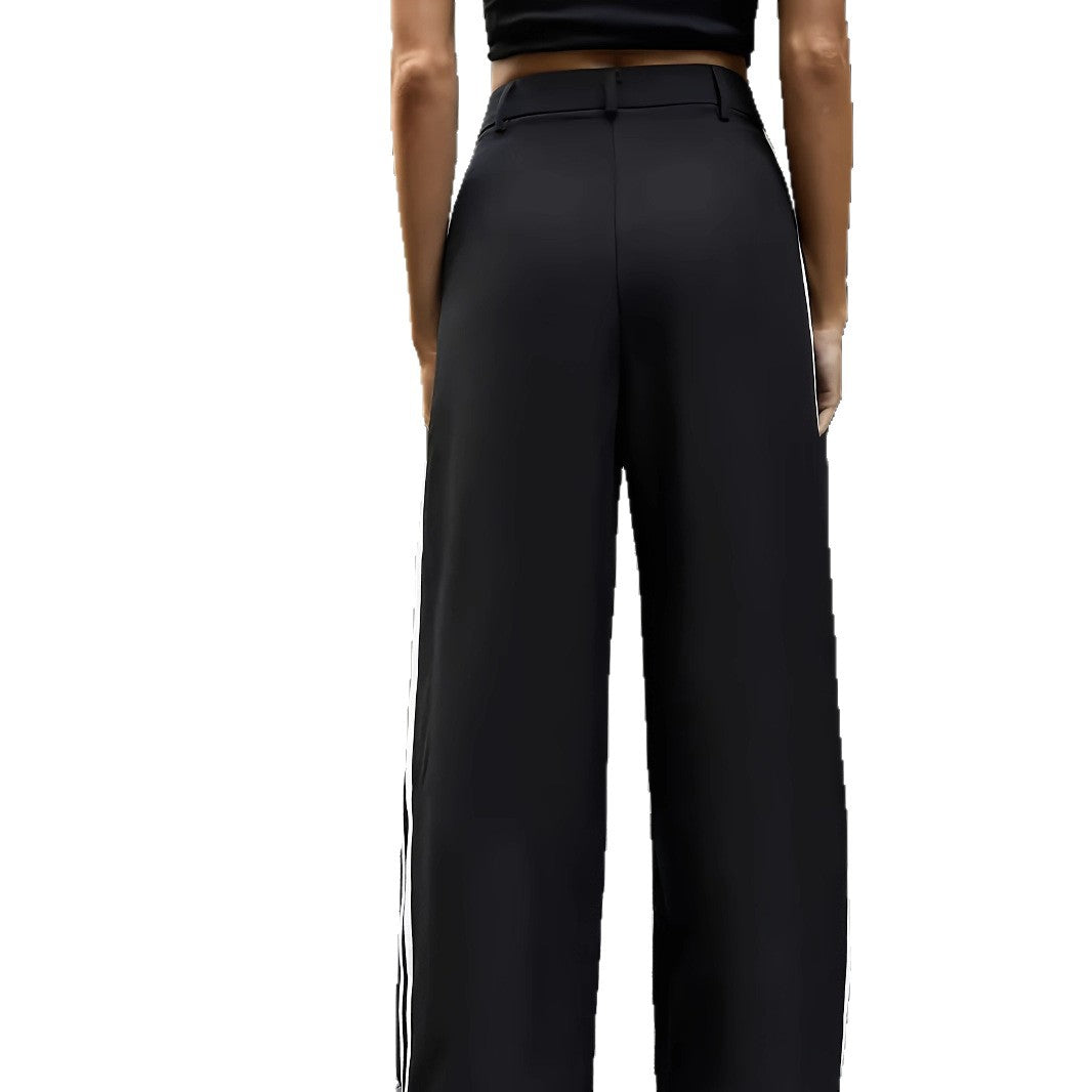 Damen weite Sporthose mit seitlichen Streifen und Falten Stalluxe