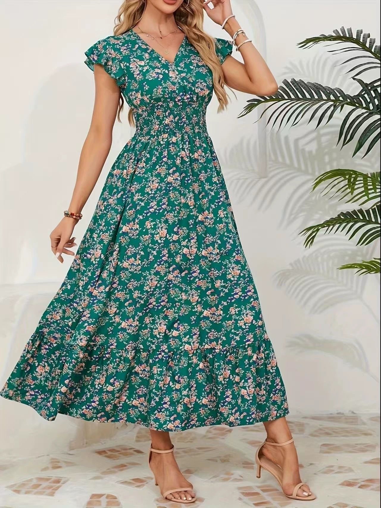 Damen Maxikleid mit floralem Muster Stalluxe