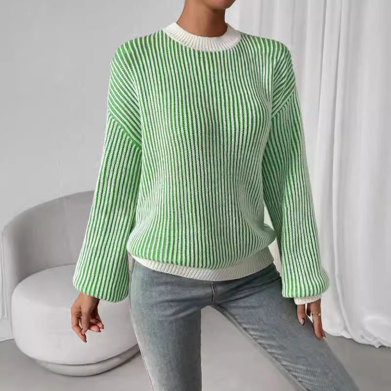 Damen Strickpullover mit breitem Rippdesign und lässigen Ballonärmeln Stalluxe