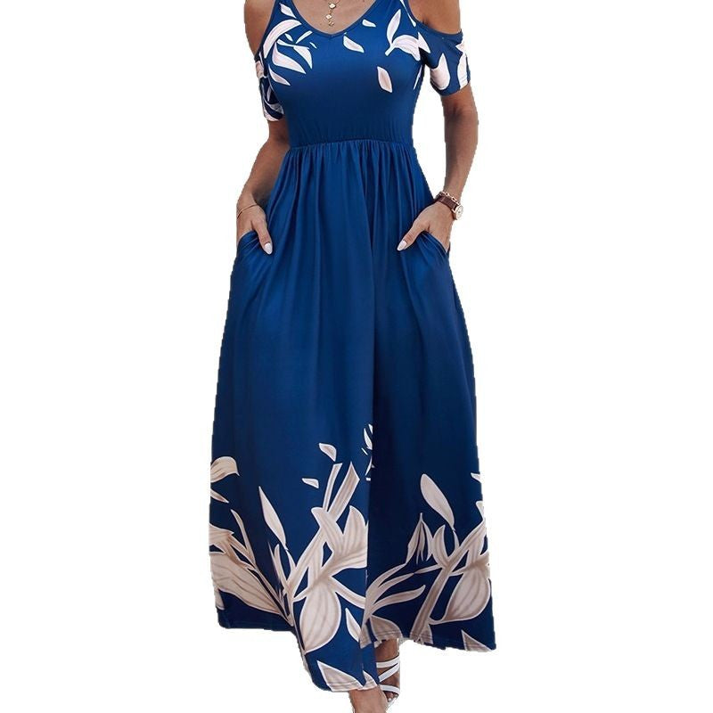 Damen Maxikleid mit kalten Schultern und floralem Druck Stalluxe