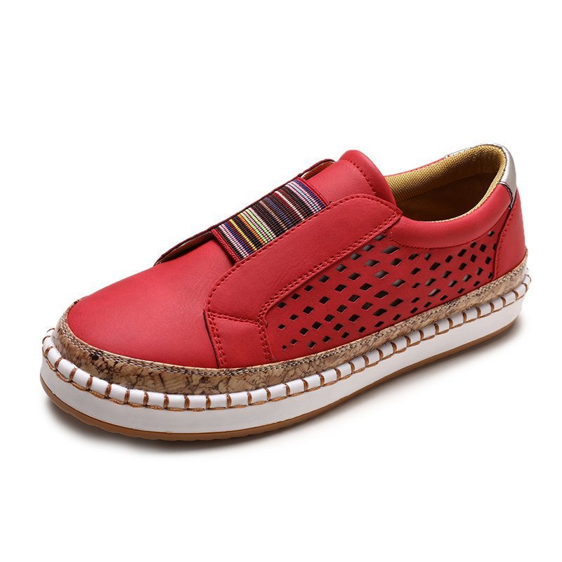 Damen Atmungsaktive Slip-On Sneakers mit elastischem Riemen und modischem Korkdesign Stalluxe