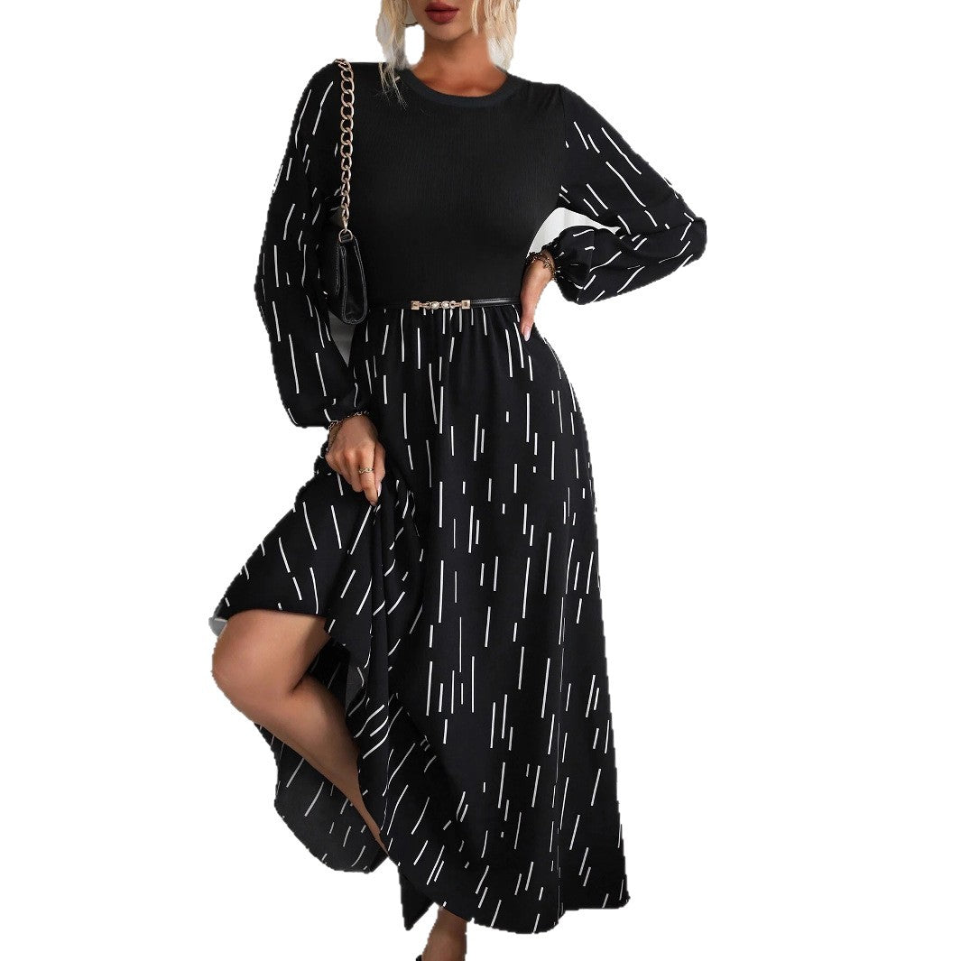 Damen Maxikleid mit farbenfrohem, grafischem Muster und elegantem Schnitt Stalluxe