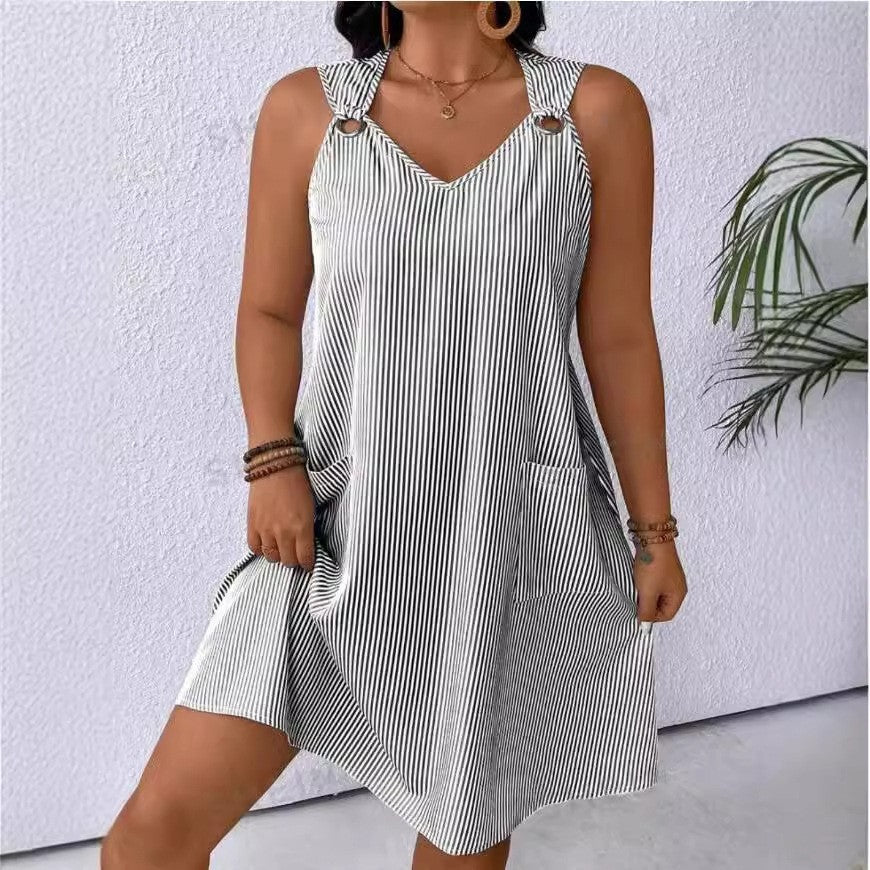 Damen Freizeitkleid mit schmalen Trägern und praktischen Taschen Stalluxe