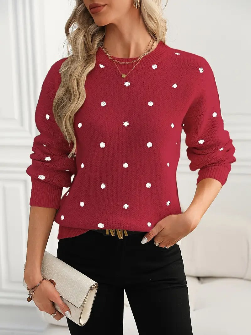 Damen kuscheliger Strickpullover mit trendigem Punktmuster Stalluxe
