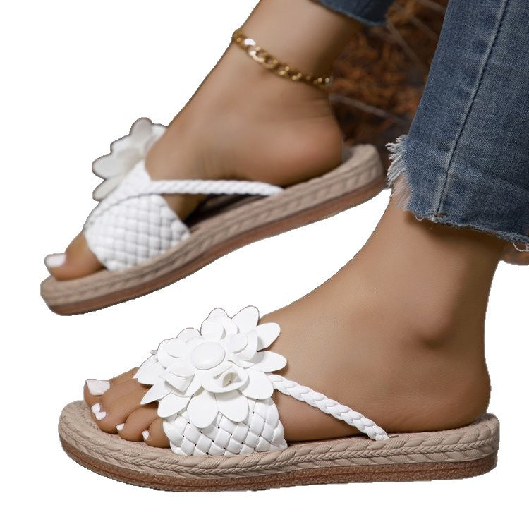 Damen modische Sandalen mit floralem Design und geflochtenem Obermaterial Stalluxe