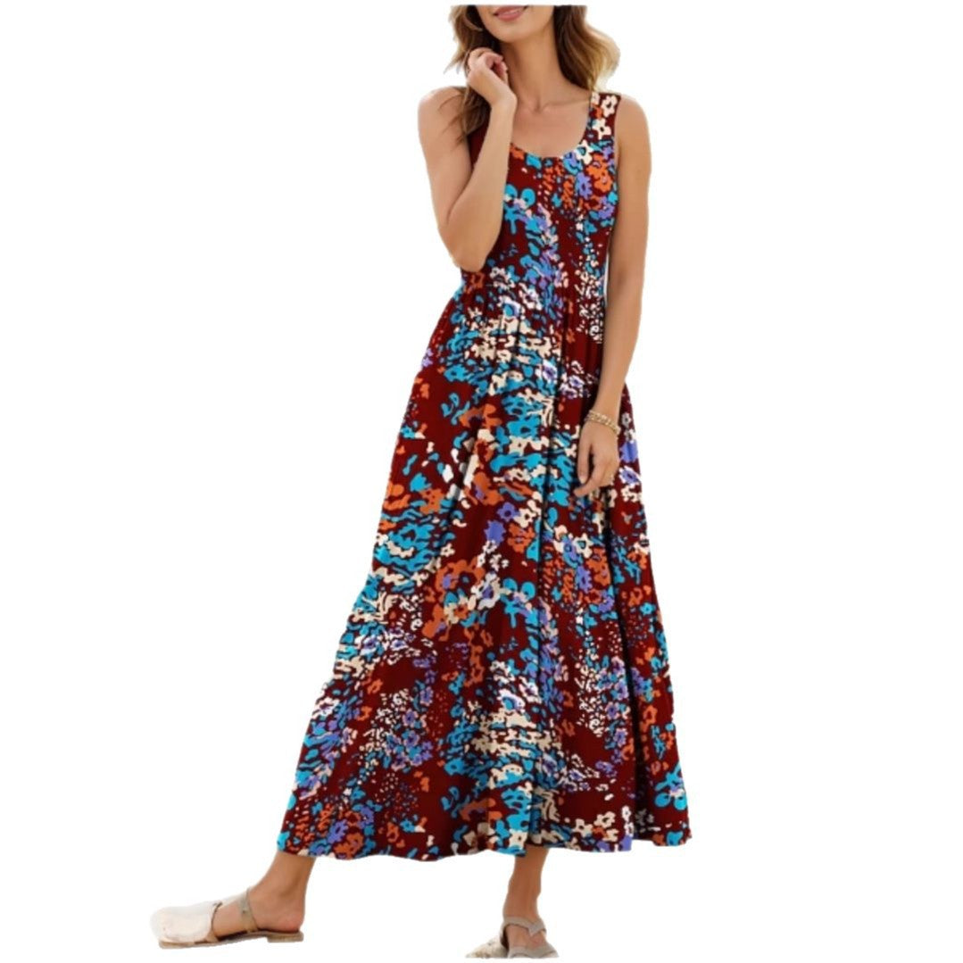 Damen Maxikleid mit verspieltem Blumendesign und weitem Rockabfall Stalluxe