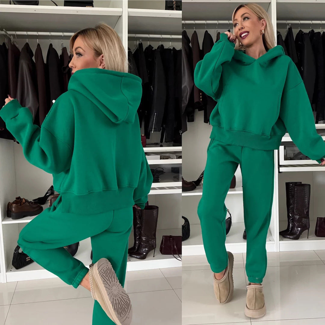 Damen lässiger Hoodie und Jogginghose Set mit elastischem Bund und geräumigen Taschen Stalluxe