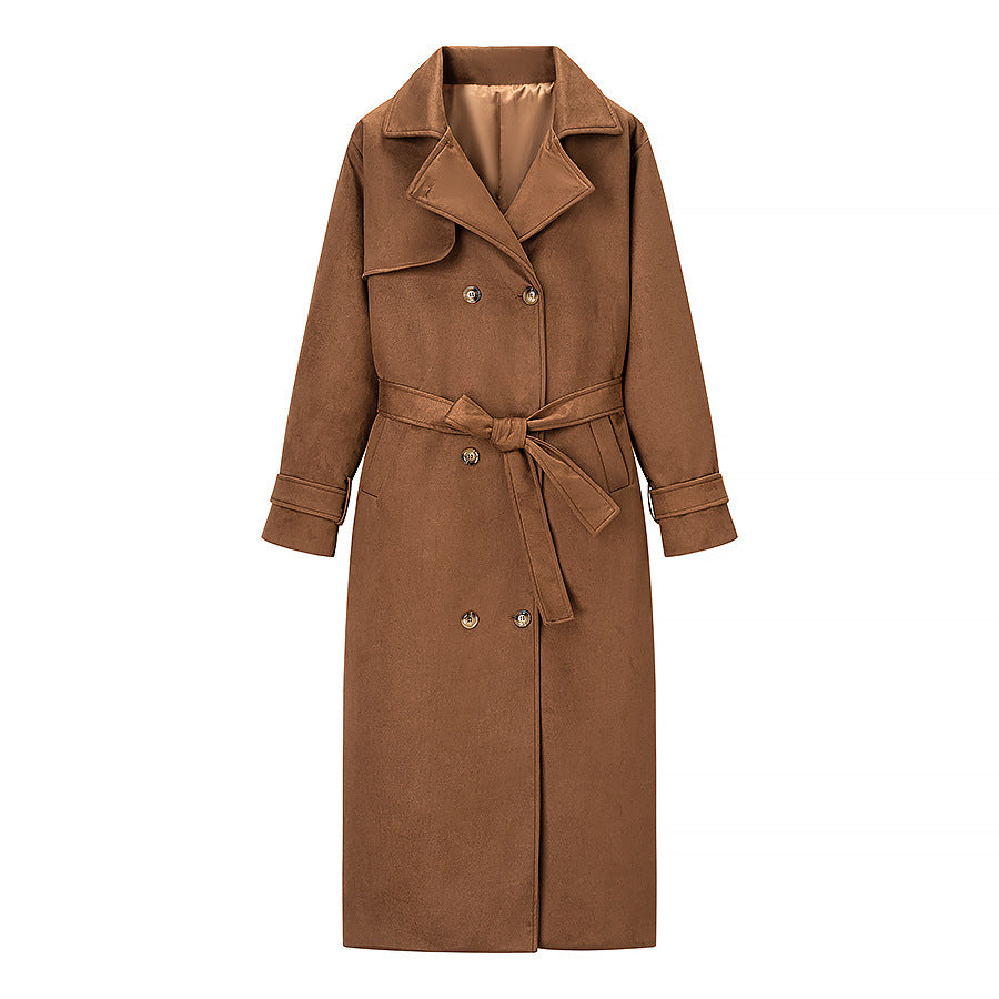 Damen Eleganter Trenchcoat mit taillierbarem Gürtel und klassischem Revers Stalluxe