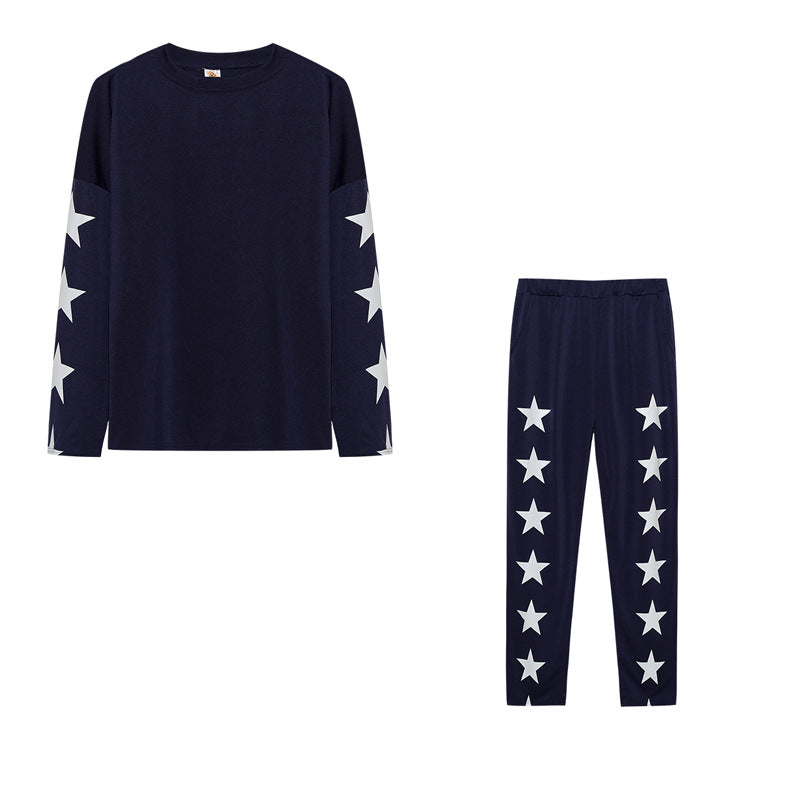 Damen Sportliches Lounge-Set mit geometrischem Muster und langärmeligen Oberteil Stalluxe