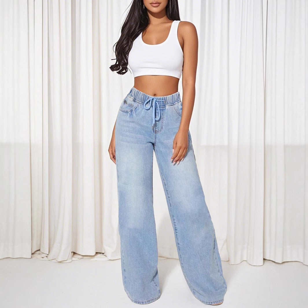 Damen Loose-Fit Jeans mit elastischem Bund und Kordelzug Stalluxe