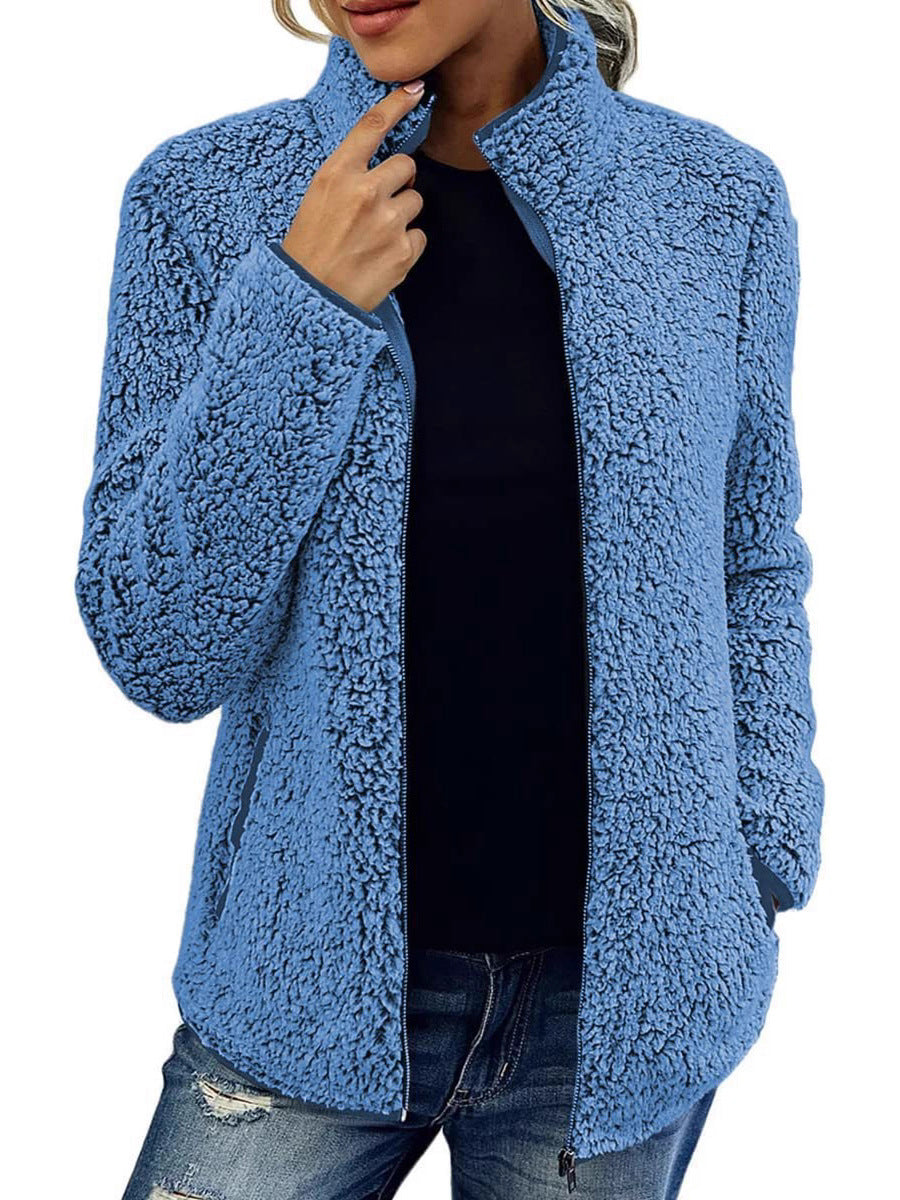 Damen Kuschelige Fleecejacke mit Stehkragen und Seitentaschen Stalluxe