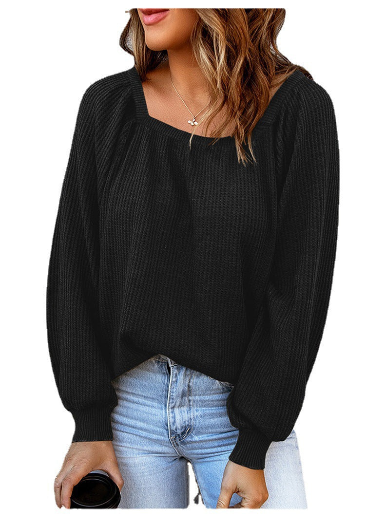 Damen Oversize Strickpullover mit weitem Ausschnitt und Puffärmeln Stalluxe